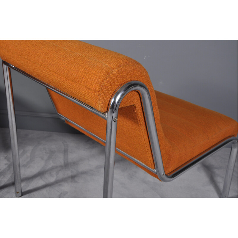 Set of 2 vintage easy chairs in orange fabric - 1970s