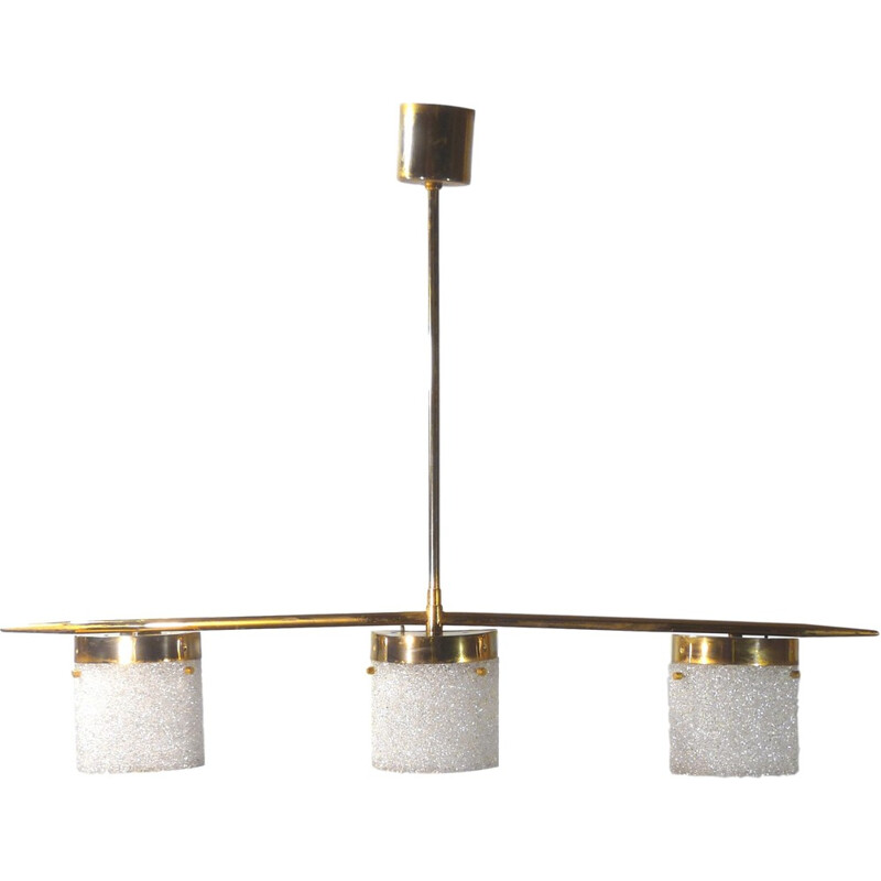 vintage pendant lamp in brass with 3 lights - 1960