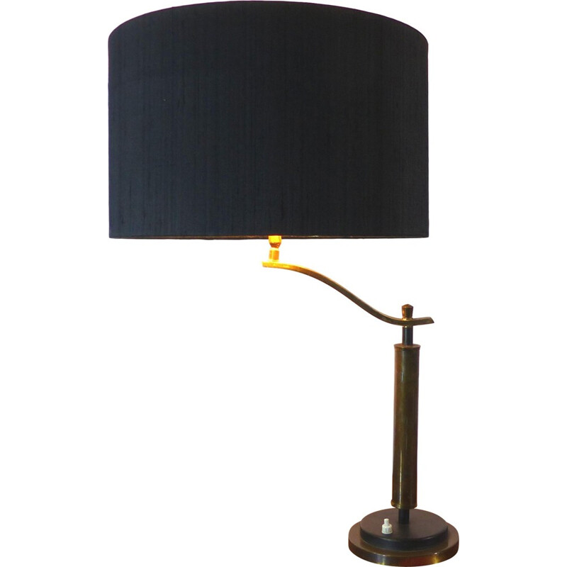 Lampe de table vintage en laiton doré noir - 1950