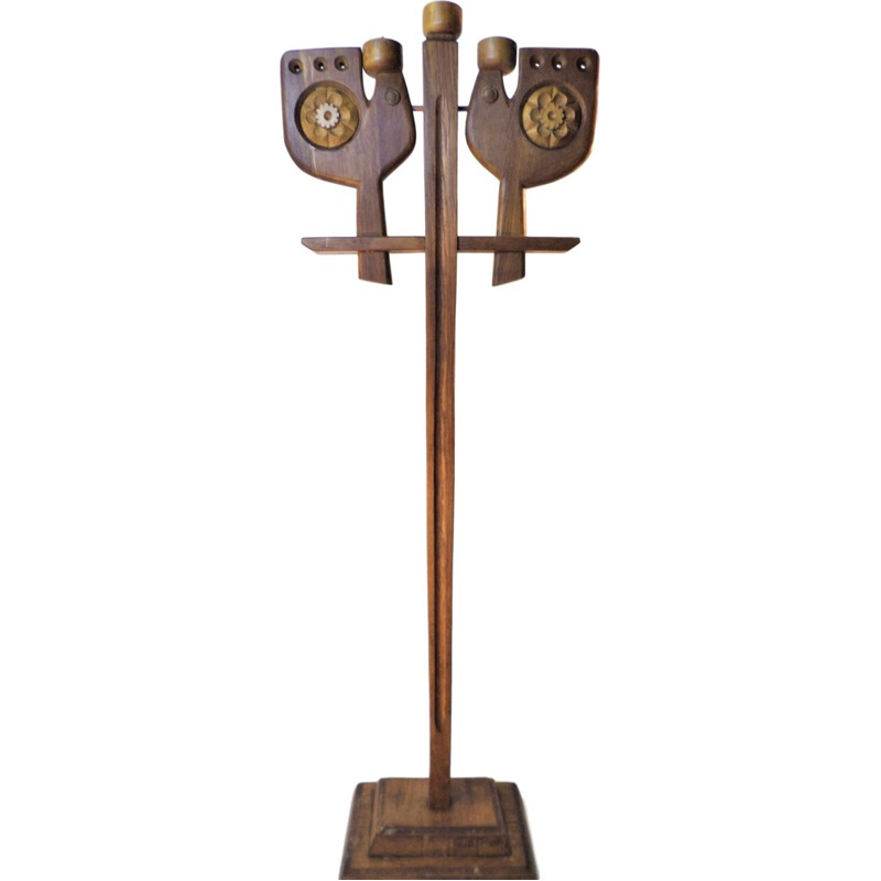 Candelabro vintage de madera, 1960