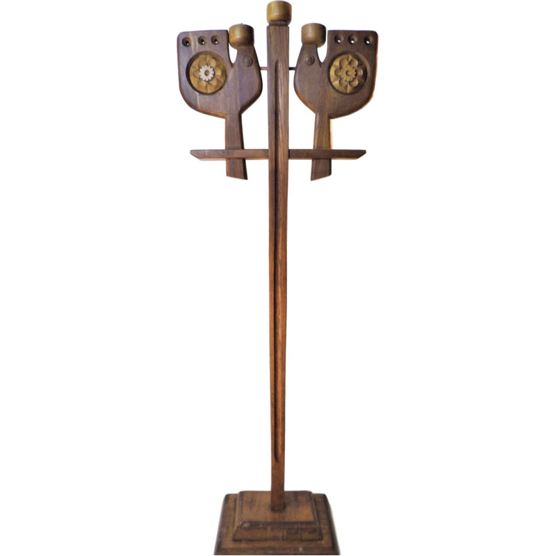 Vintage wooden candlestick, 1960
