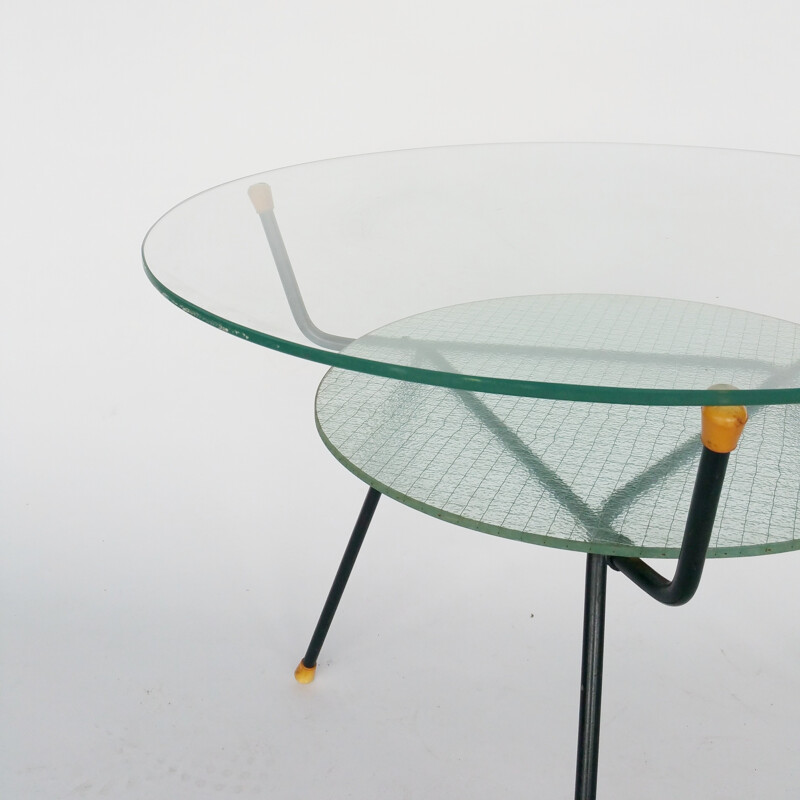 Vintage coffee Table in glass by W. H. Gispen for Kembo - 1950s