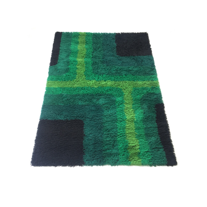 Vintage Danish Wool Rya Rug Tapestry by Hojer Eksport Wilton - 1960s