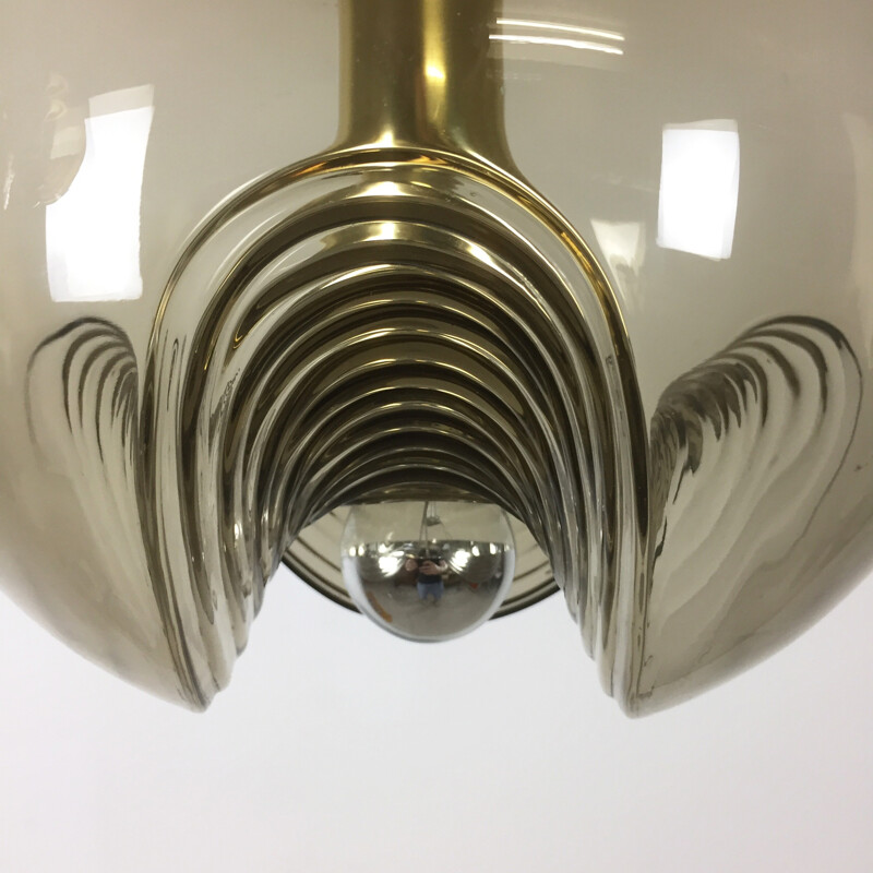 Set of 2 original glass "Wave" Koch and Lowy pendant lights by Peill & Putzler - 1970s