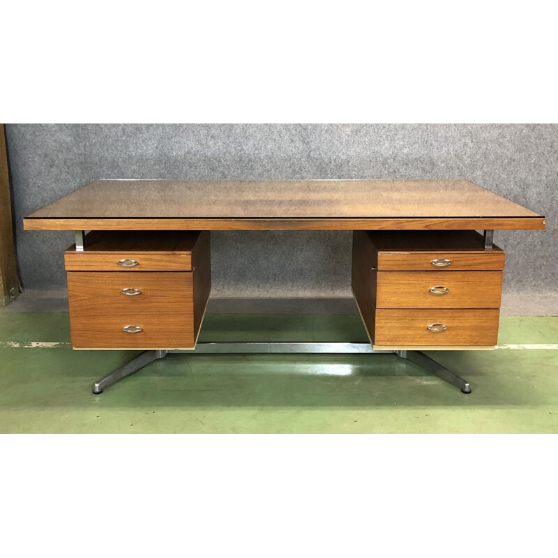 Vintage large oak desk - 1970s