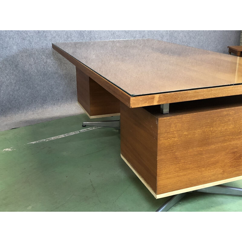 Vintage large oak desk - 1970s