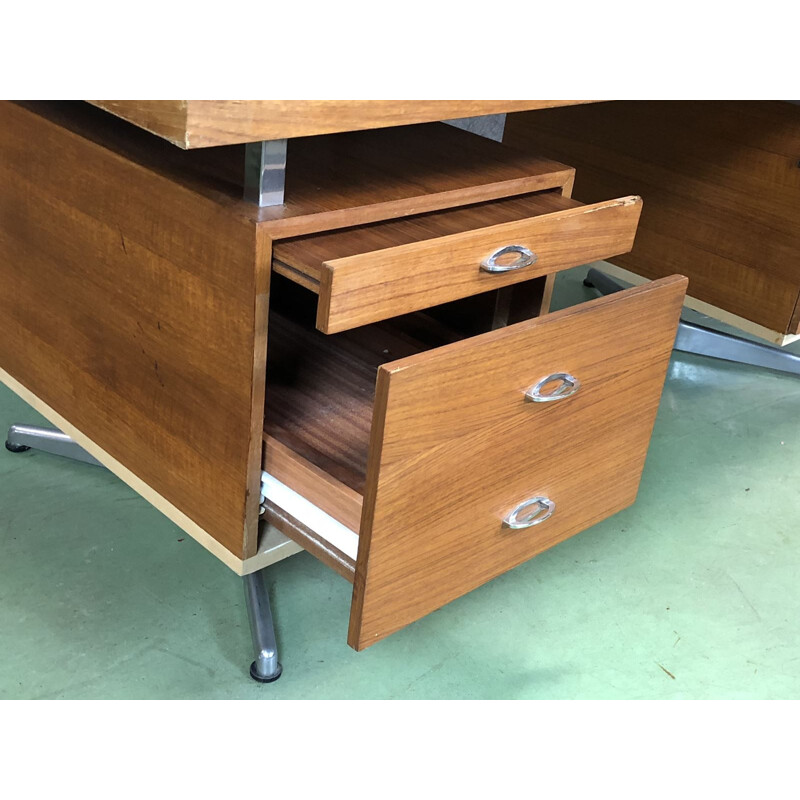 Vintage large oak desk - 1970s