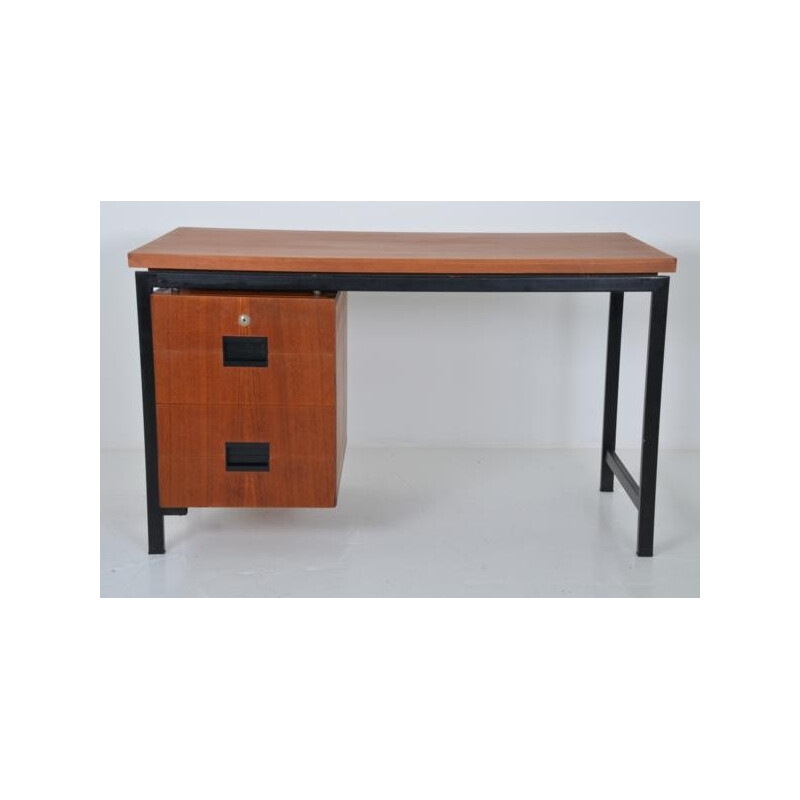 Desk and armchair in wood, metal and leather, Cees BRAAKMAN - 1960s