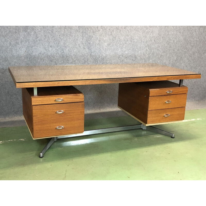 Vintage large oak desk - 1970s