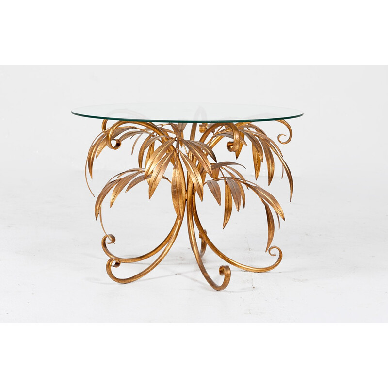 Vintage Gold Palm Tree Coffee Table by Hans Kögl - 1960s 