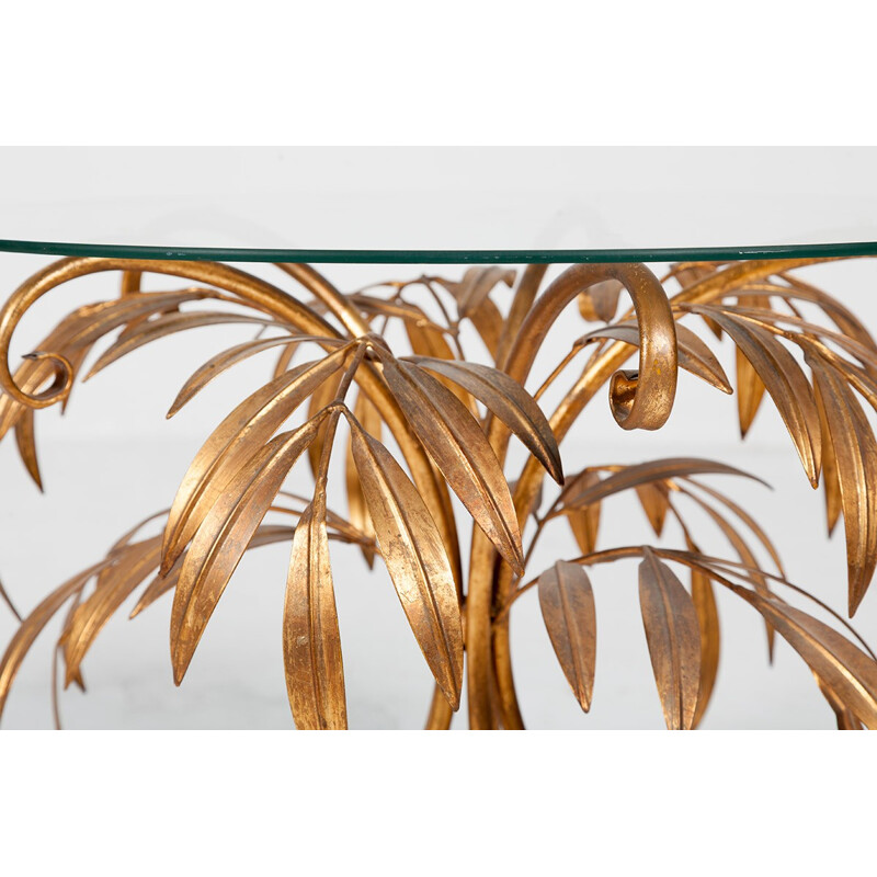 Vintage Gold Palm Tree Coffee Table by Hans Kögl - 1960s 