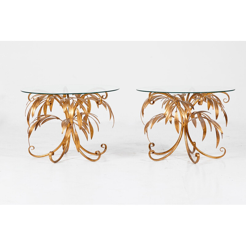 Vintage Gold Palm Tree Coffee Table by Hans Kögl - 1960s 
