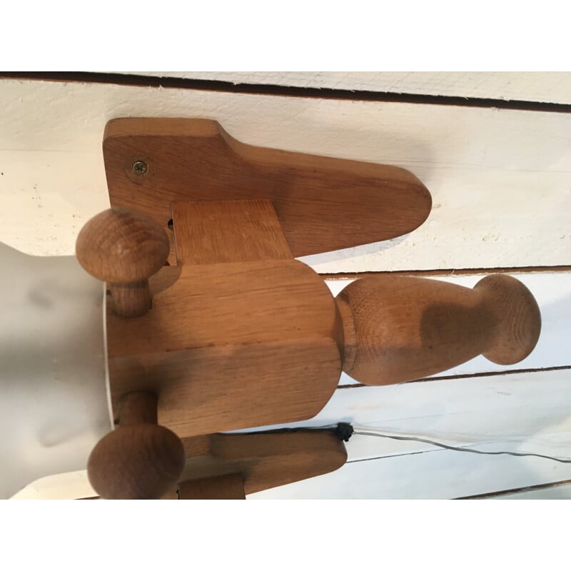 Vintage set of 2 wall lamps in oak by Guillerme and Chambron - 1960 