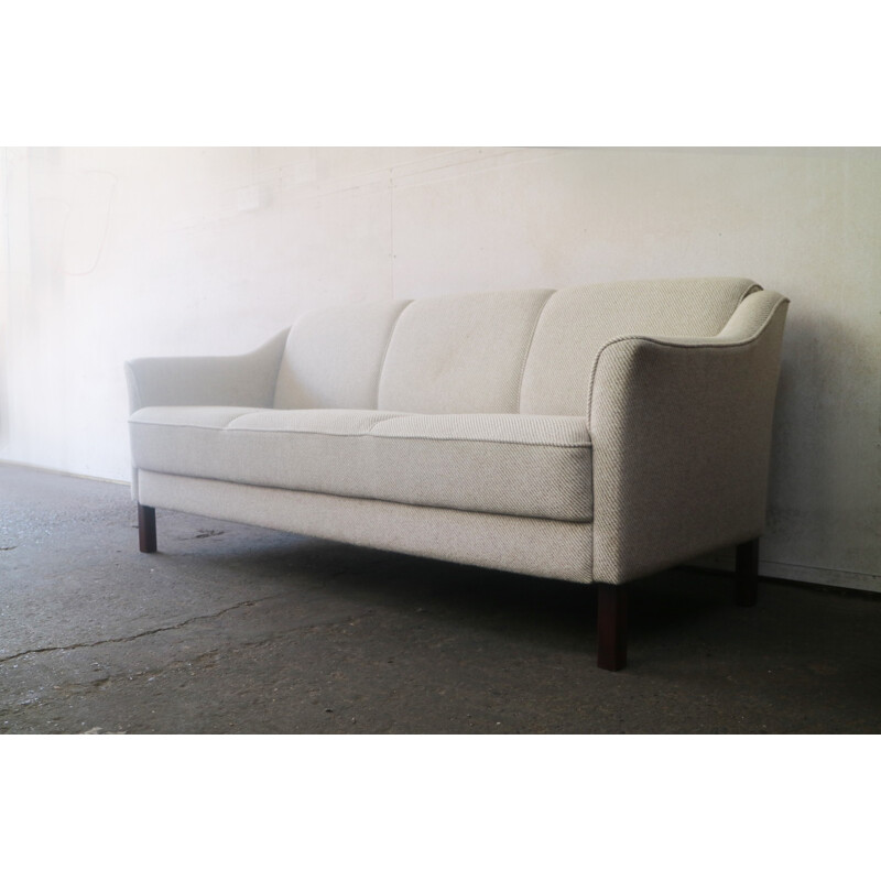 Danish vintage oatmeal wool 3 seat sofa - 1970s