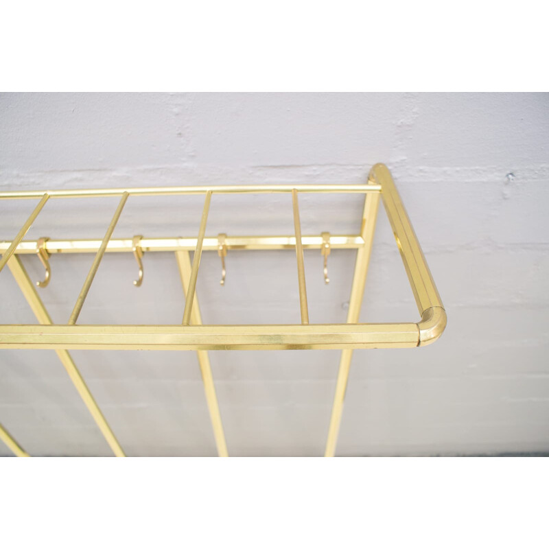 Hollywood Regency Golden Wall Hat Rack - 1960s