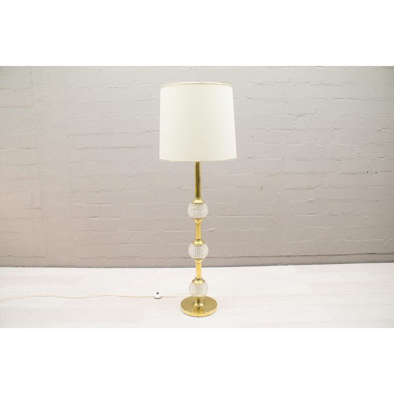 Hollywood Regency Brass and Crystal Floor Lamp - 1960s