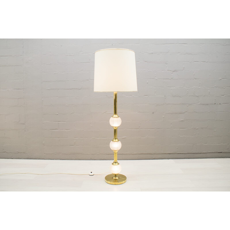 Hollywood Regency Brass and Crystal Floor Lamp - 1960s