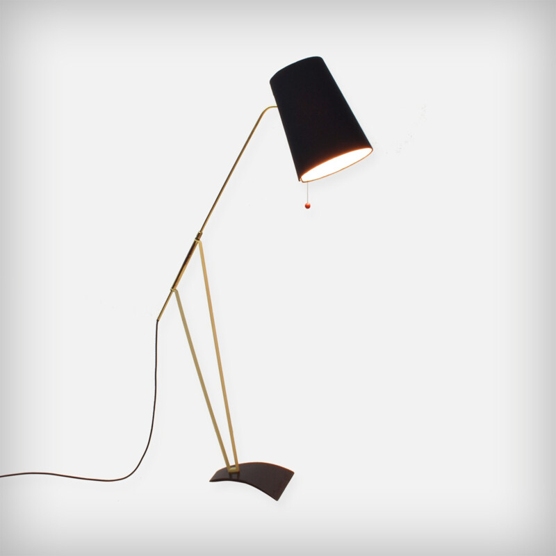 German Floor Lamp With An Adjustable Fabric Shade by Christian Dell for Kaiser Leuchten - 1950s