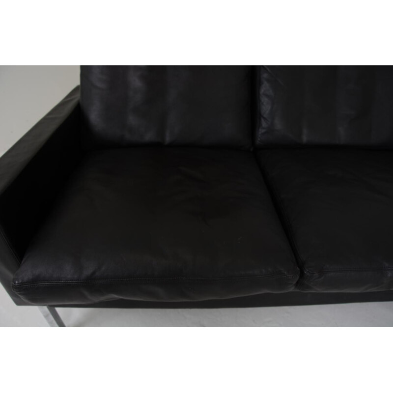 4-seater vintage sofa in black leather - 1960s