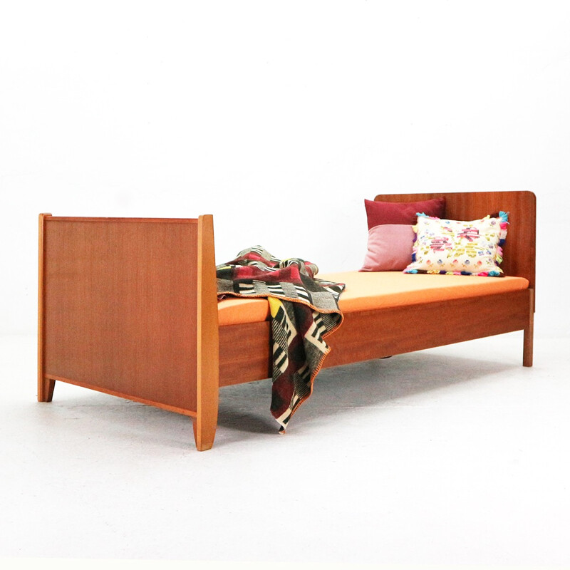 Vintage german bed in teak with springs - 1960s