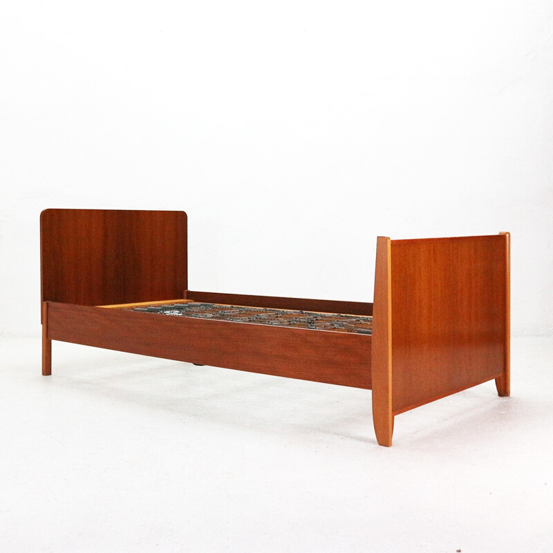 Vintage german bed in teak with springs - 1960s