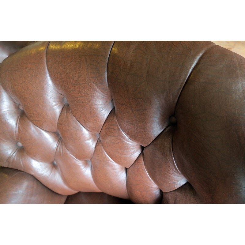 Set of 2 vintage "Club" armchairs  in brown leather - 1930s