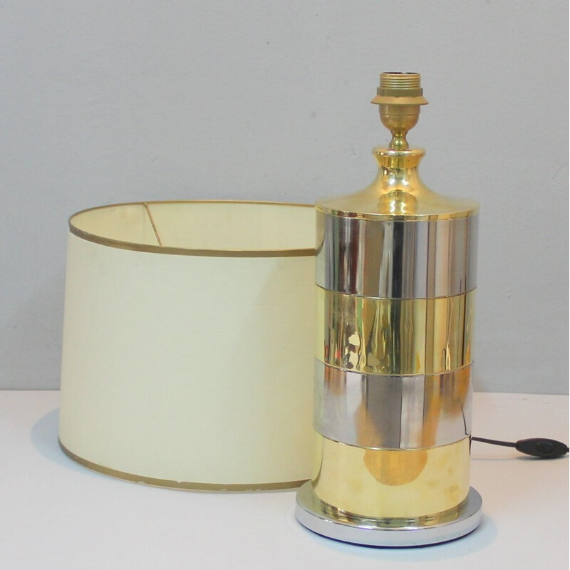 Vintage italian table lamp in brass and chromed metal - 1970