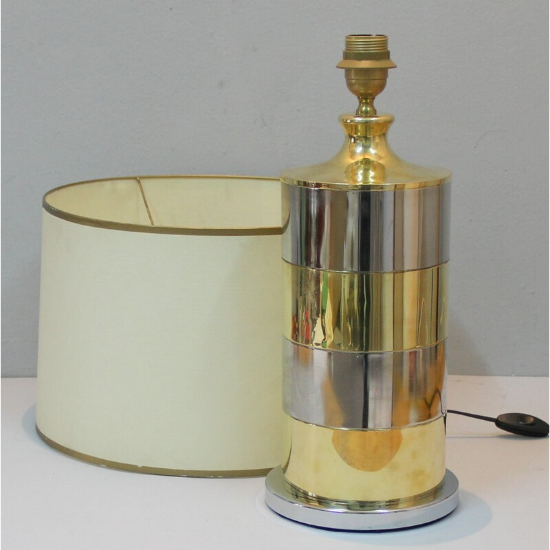 Vintage italian table lamp in brass and chromed metal - 1970