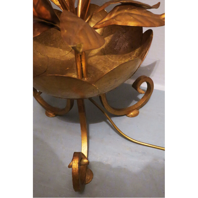 Vintage Floor Lamp in Gilt Metal with 4 Lights - 1970s