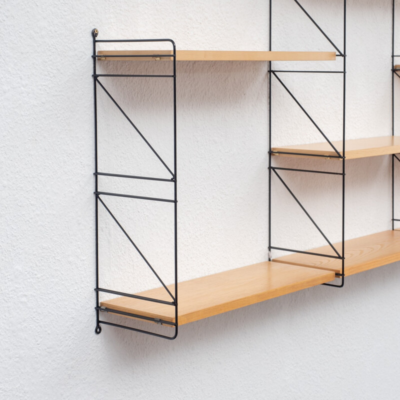 Vintage modular wall shelf in ashwood - 1960s