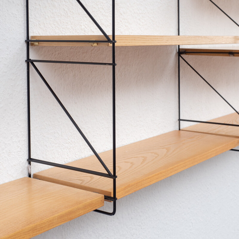 Vintage modular wall shelf in ashwood - 1960s