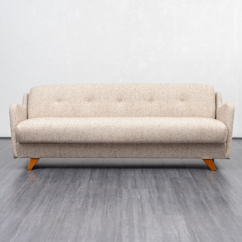 Vintage 3-seater sofa in white fabric - 1950s