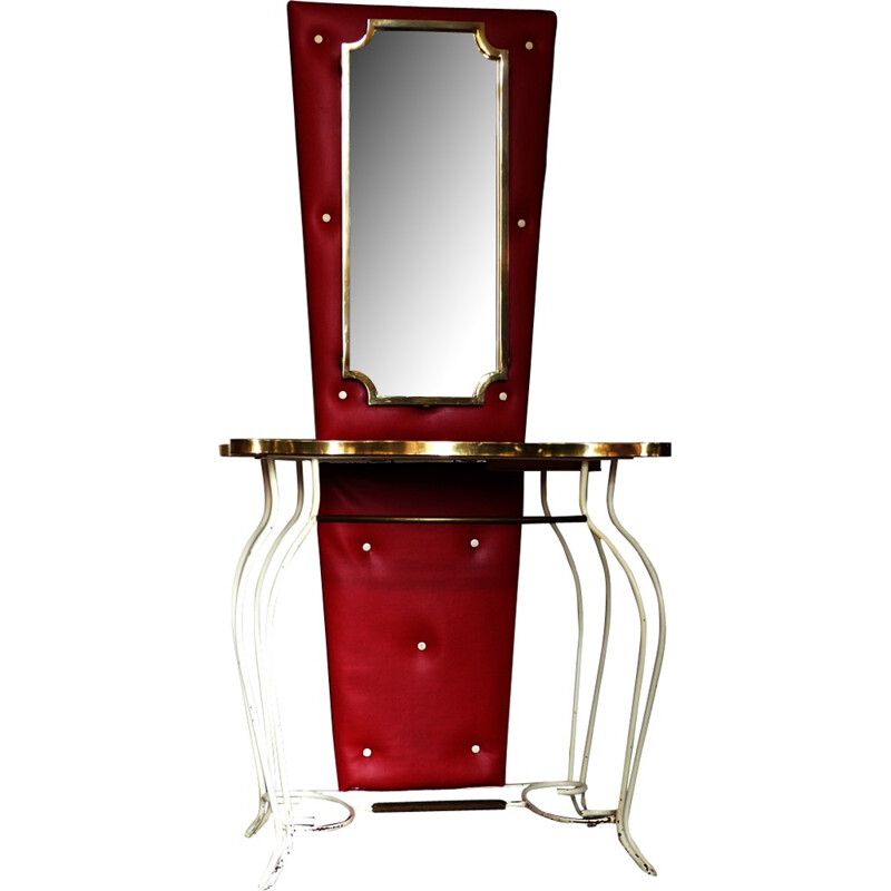 Red and Gold Wrought iron Vintage dressing table - 1950s