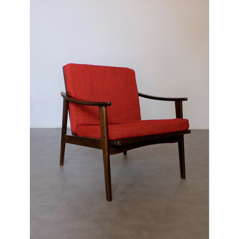 Fauteuil vintage au design scandinave en hêtre massif - 1960