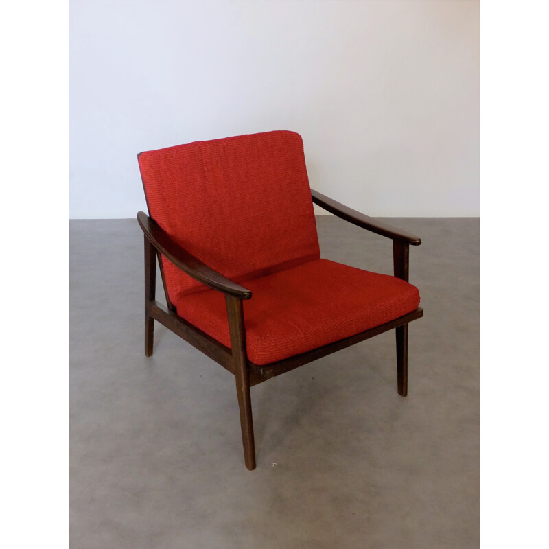 Vintage Scandinavian design armchair in solid ashwood - 1960s