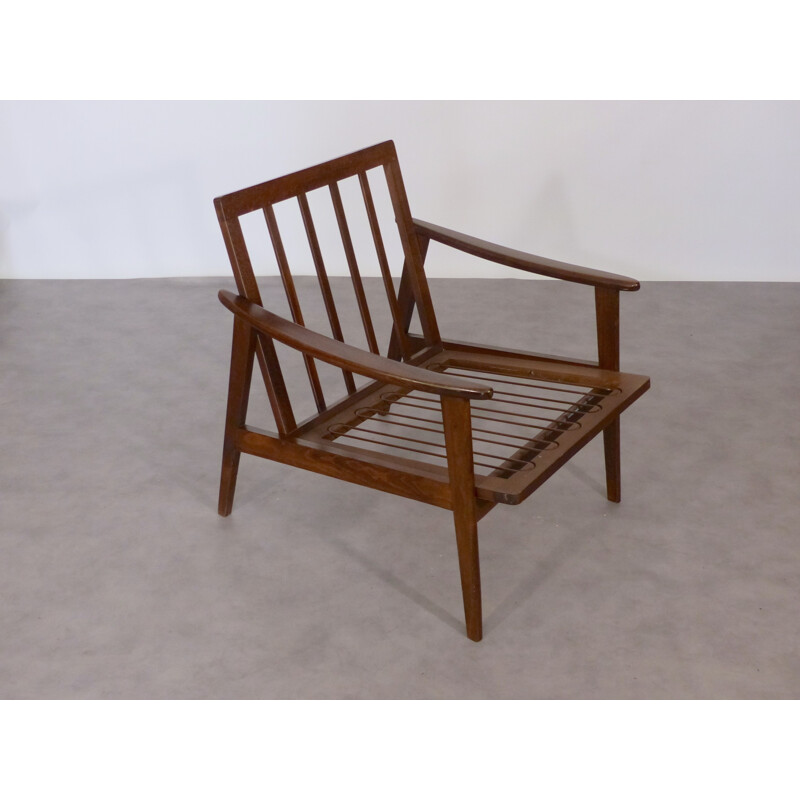 Vintage Scandinavian design armchair in solid ashwood - 1960s