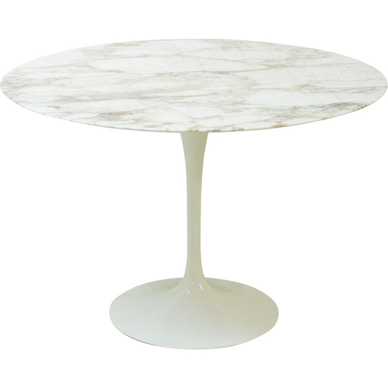Table vintage "Tulipe" marbre Calacatta par Eero Saarinen pour knoll - 1970