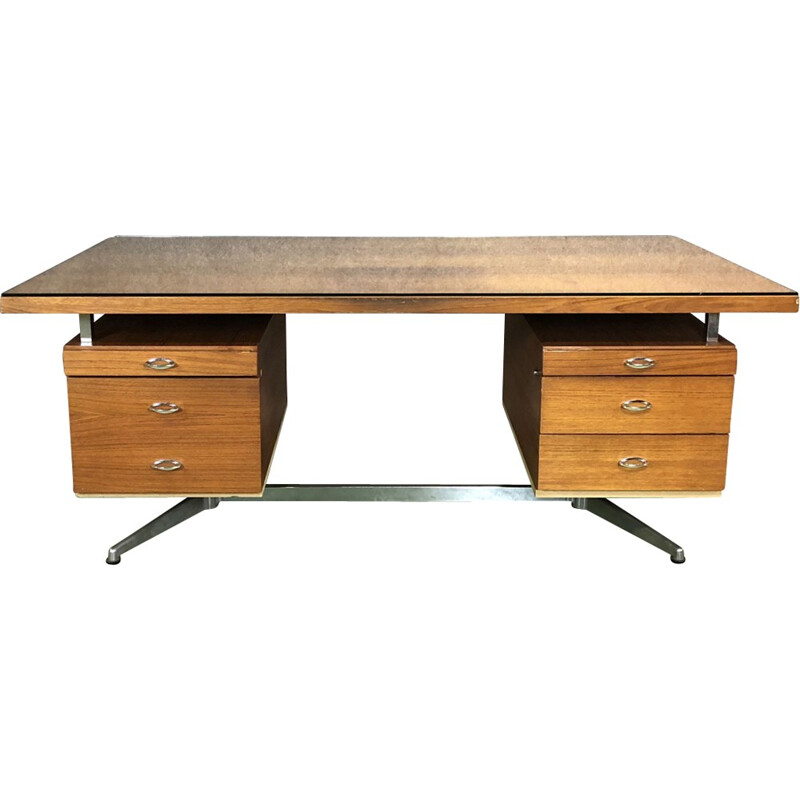 Vintage large oak desk - 1970s