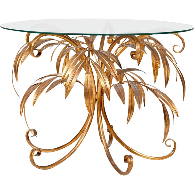 Vintage Gold Palm Tree Coffee Table by Hans Kögl - 1960s 