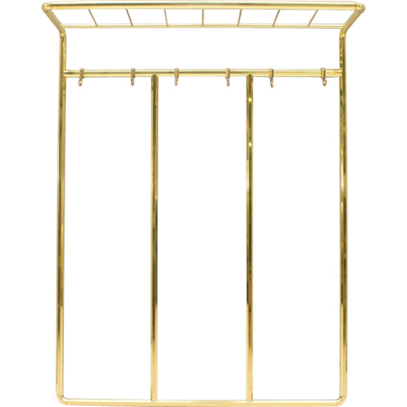 Hollywood Regency Golden Wall Hat Rack - 1960s