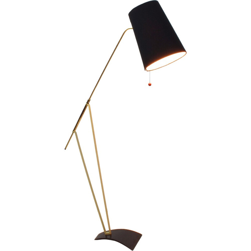 German Floor Lamp With An Adjustable Fabric Shade by Christian Dell for Kaiser Leuchten - 1950s