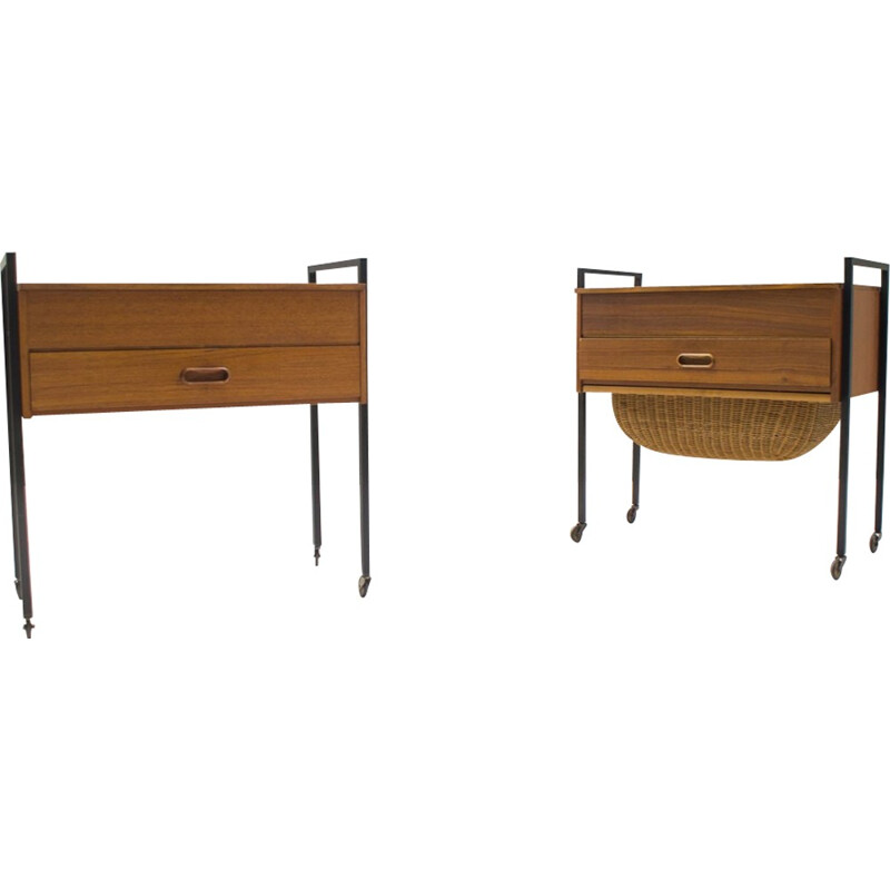 Set of 2 Scandinavian Sewing tables - 1960s