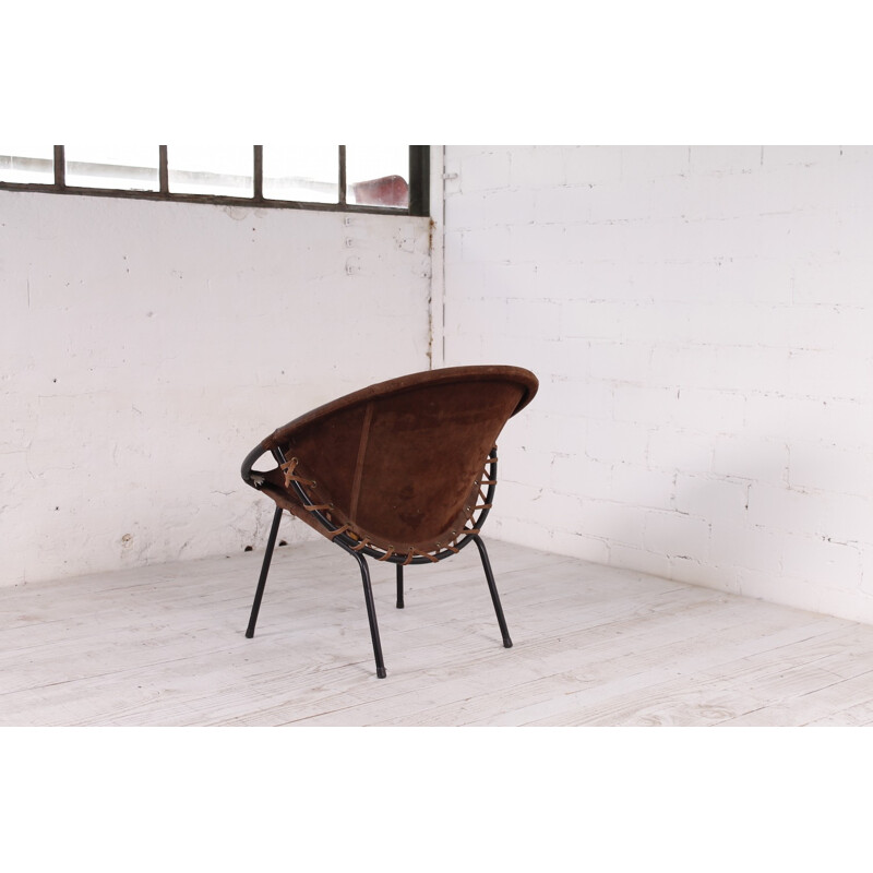 Vintage "Circle" chair in brown leather - 1960s