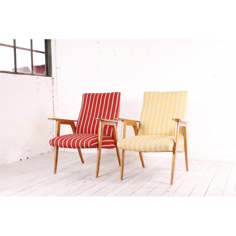 Set of 2 vintage easy chairs in oak - 1950s