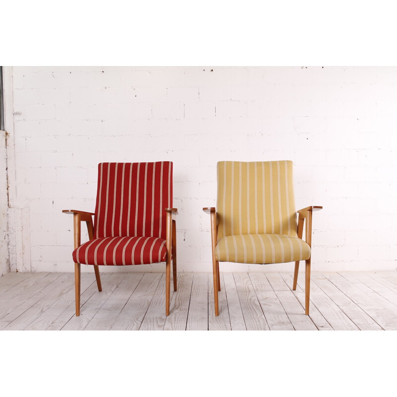 Set of 2 vintage easy chairs in oak - 1950s