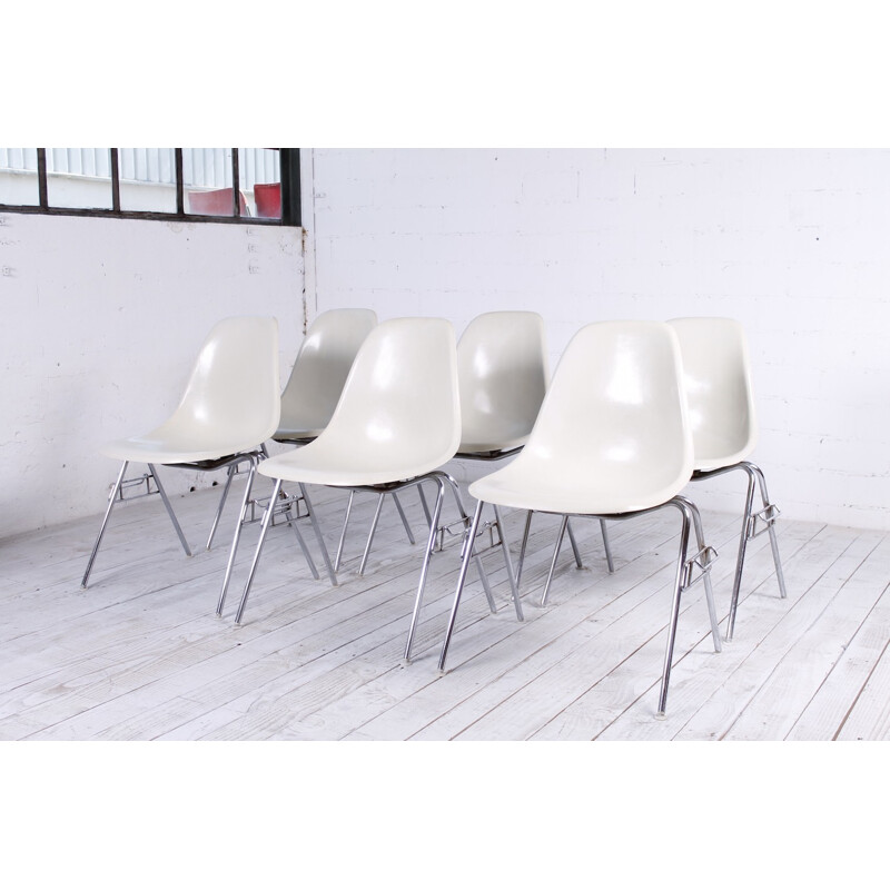 Set of 6 vintage DSS fiberglass chairs by Charles & Ray Eames for Herman Miller - 1970s