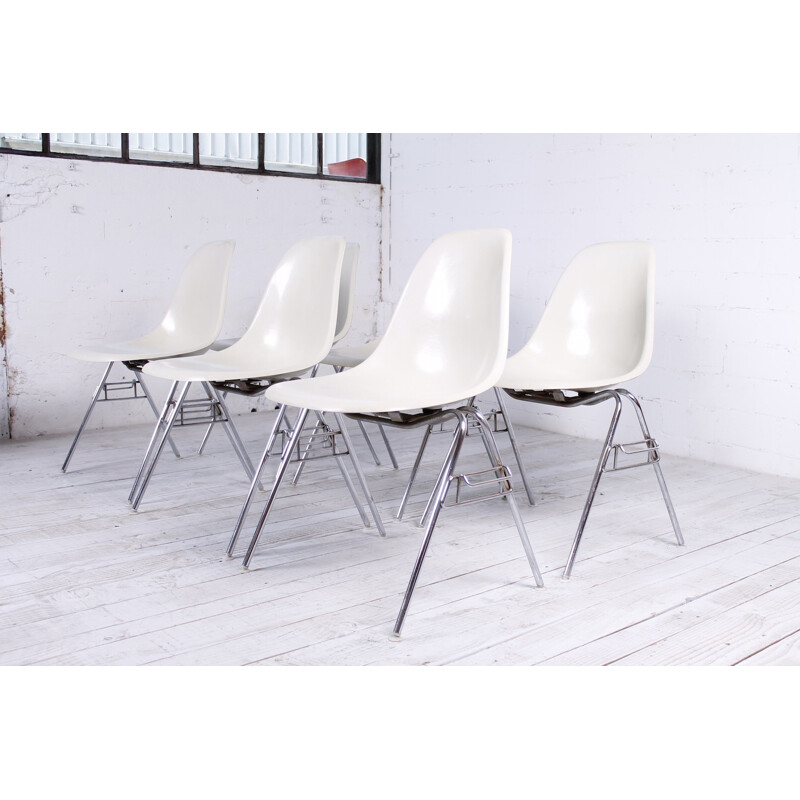 Set of 6 vintage DSS fiberglass chairs by Charles & Ray Eames for Herman Miller - 1970s