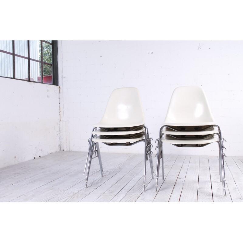 Set of 6 vintage DSS fiberglass chairs by Charles & Ray Eames for Herman Miller - 1970s