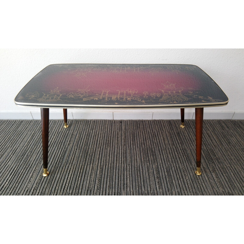 Vintage coffee table with glass top - 1950s