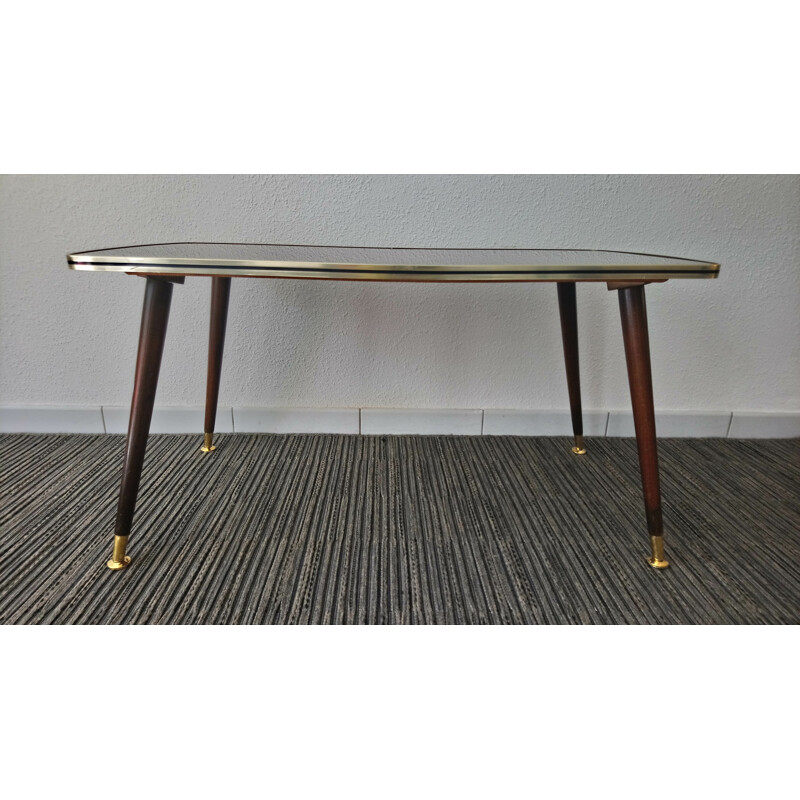 Vintage coffee table with glass top - 1950s